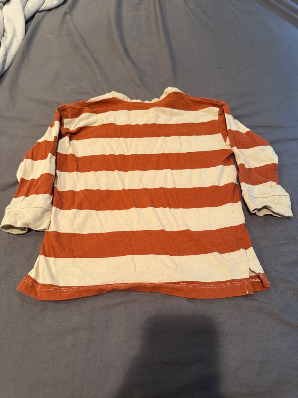 Striped Long-Sleeve Tee in Rust and Cream - Kids - Picture 3 of 3